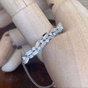 Baguette & Round CZ Bolo Bracelet 925SS-NWOT